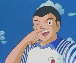 пазл Ryo Ishizaki или Брюс Харпер, персонаж из Капитан Tsubasa празднует гол